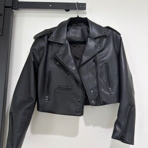 Blank NYC Black Cropped Leather Jacket